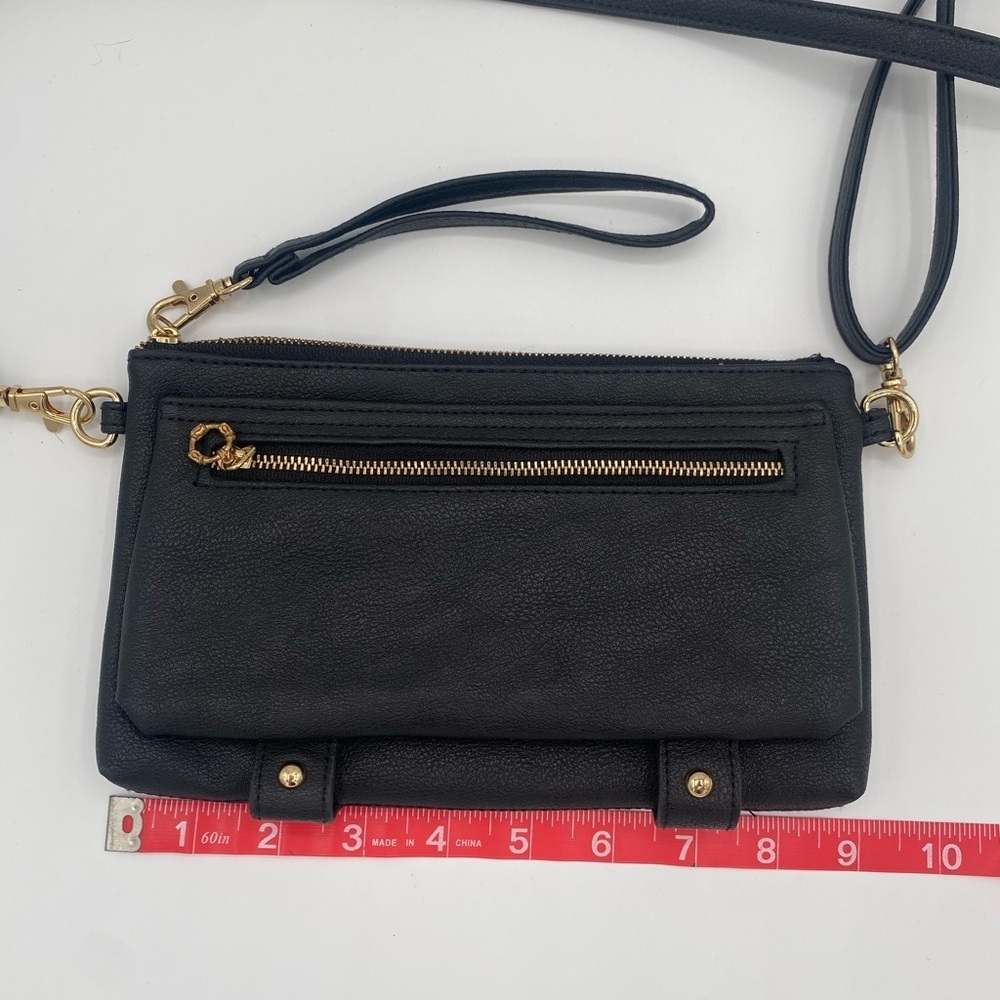 Black Crossbody Bag with Gold Accents - Picture 4 of 7